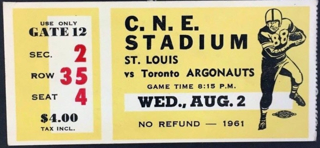 TICKET STUB from CFL Game